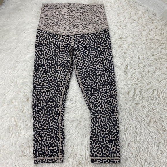Lululemon Wunder Under Crop (Roll Down) Ace Spot Grain Black - Picture 1 of 7